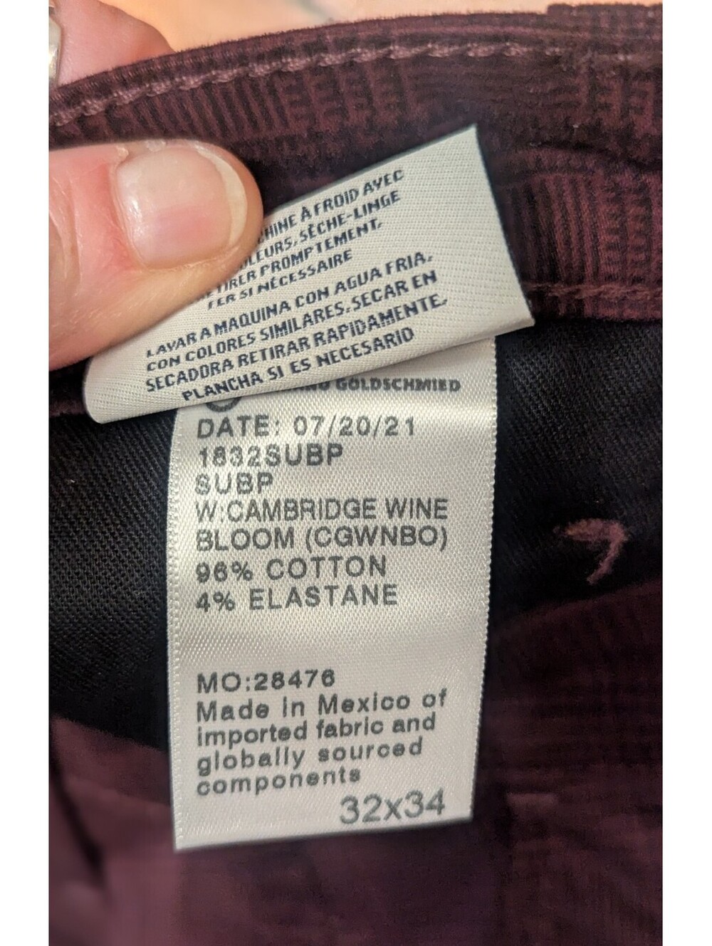 RARE AG MARSHALL SLIM TROUSER | CAMBRIDGE WINE BLOOM BURGUNDY PLAID | 32 x 34 - Picture 5 of 5